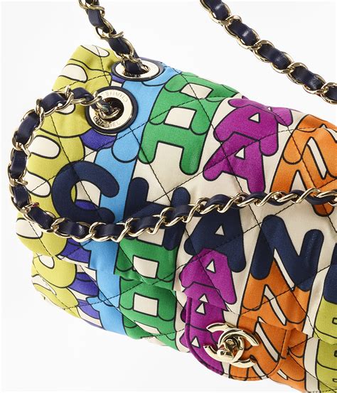 chanel printed fabric & gold-tone metal multicolor|Chanel boucle fabric online.